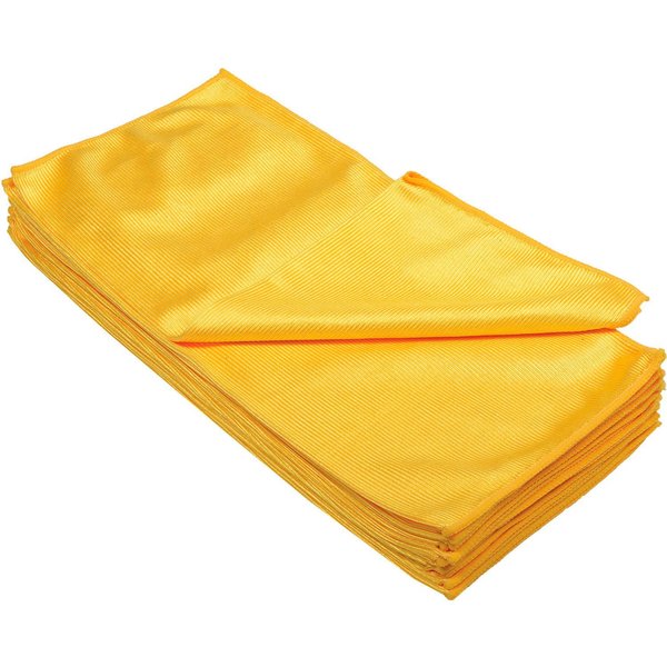 Global Industrial 16 x 16 266 GSM Microfiber Glass Cleaning Cloths, Gold, 12PK 670237